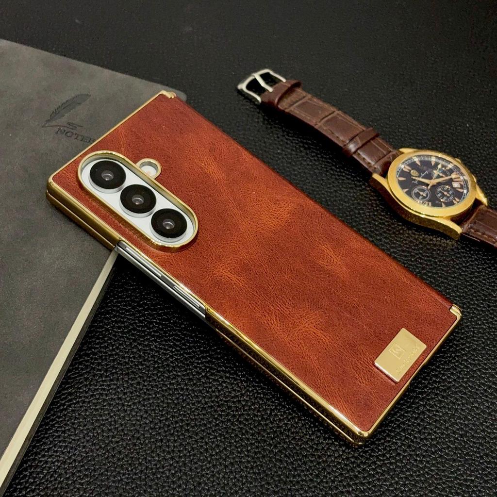 Samsung Z Fold7/6/5 Leather Drop-proof Protective Phone Case with Foldable Screen Hinge.