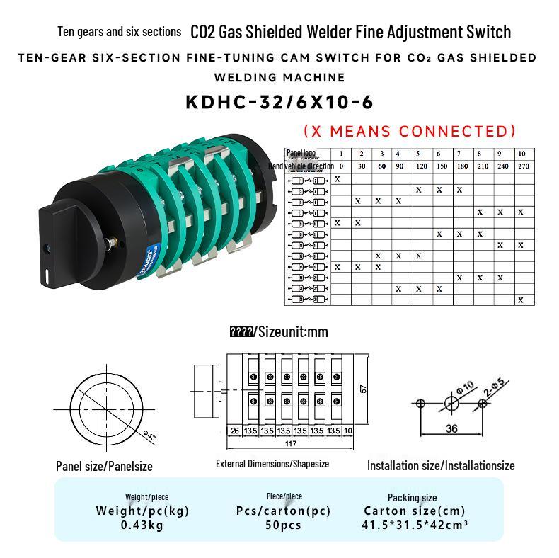 

Zhuochao KDHC-32/6X10-6 Ten-Speed CO2 Gas Shielded Welder Switch with Fine Adjustment.