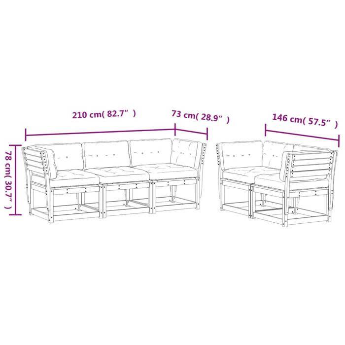 VidaXL Salon de Jardin avec Coussins 5 pcs, Sièges de Patio, Ensemble de Meubles, Mobilier de Terrasse Extérieur, Blanc Bois 3217001