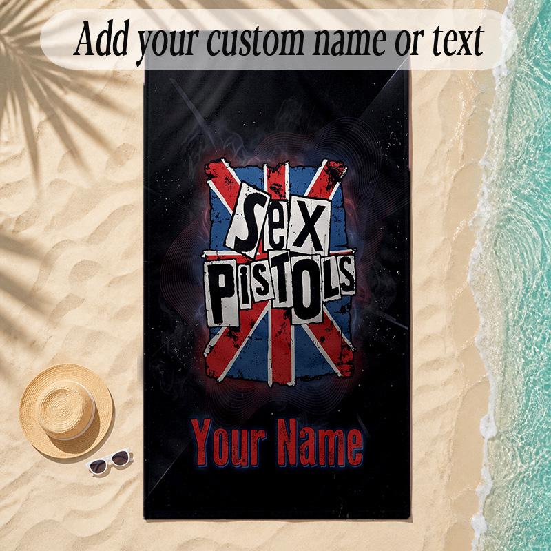 Beach TowelSex Pistols Custom Name Text Personalized Soft Towel for Beach Pool Indoor Home Decor Gift