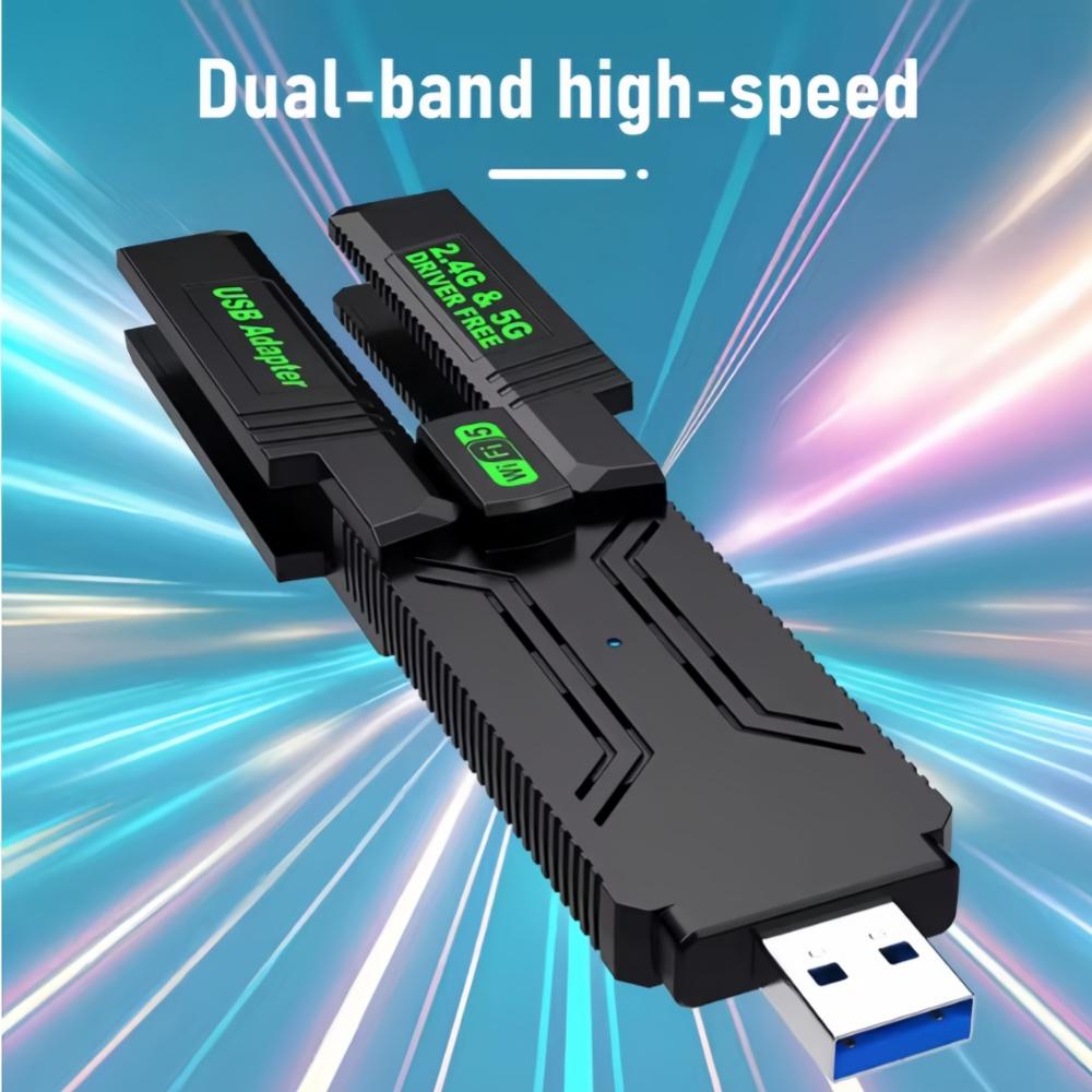 600Mbps WiFi5 USB Adapter Wireless Network Card 2.4G and 5G 4 Antenna Folding USB 3.0 Non Drive Wireless Receiver for Win8/10/11