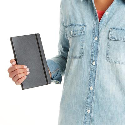 Carnet de notes noir à reliure rigide A5 ou 5,8 x 8,3 pouces avec pages en cuir PU à verrouillage élastique 200 pour le bureau