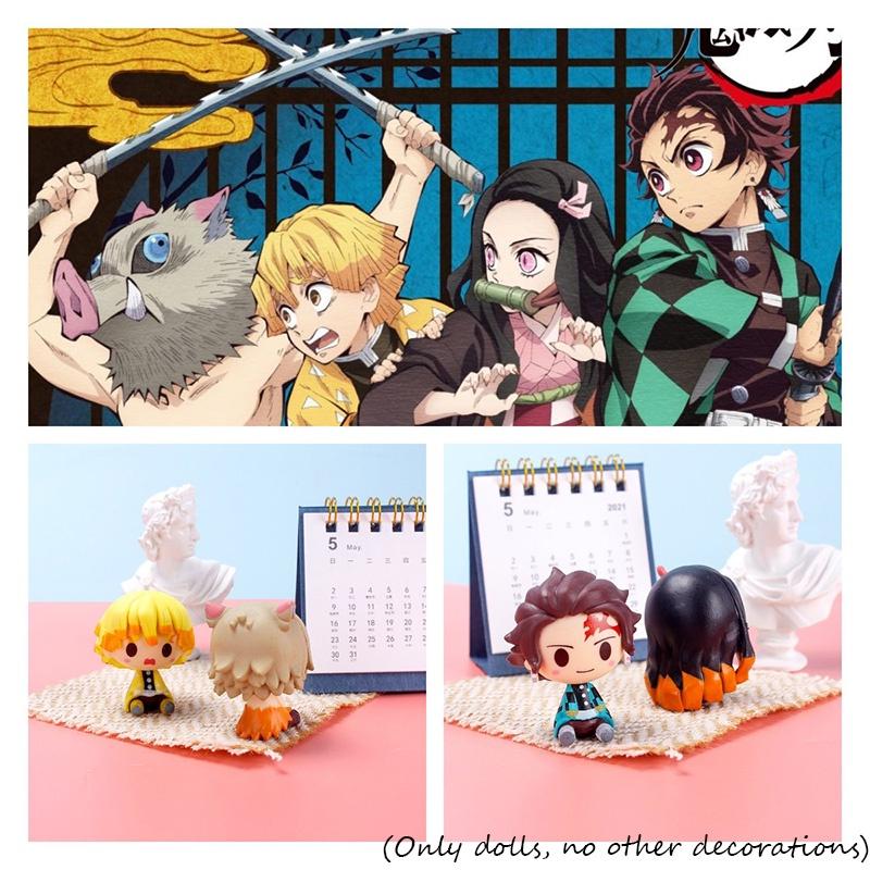 Complete 4-piece Handcrafted Pvc Figurine Set For Demon Slayer Fans