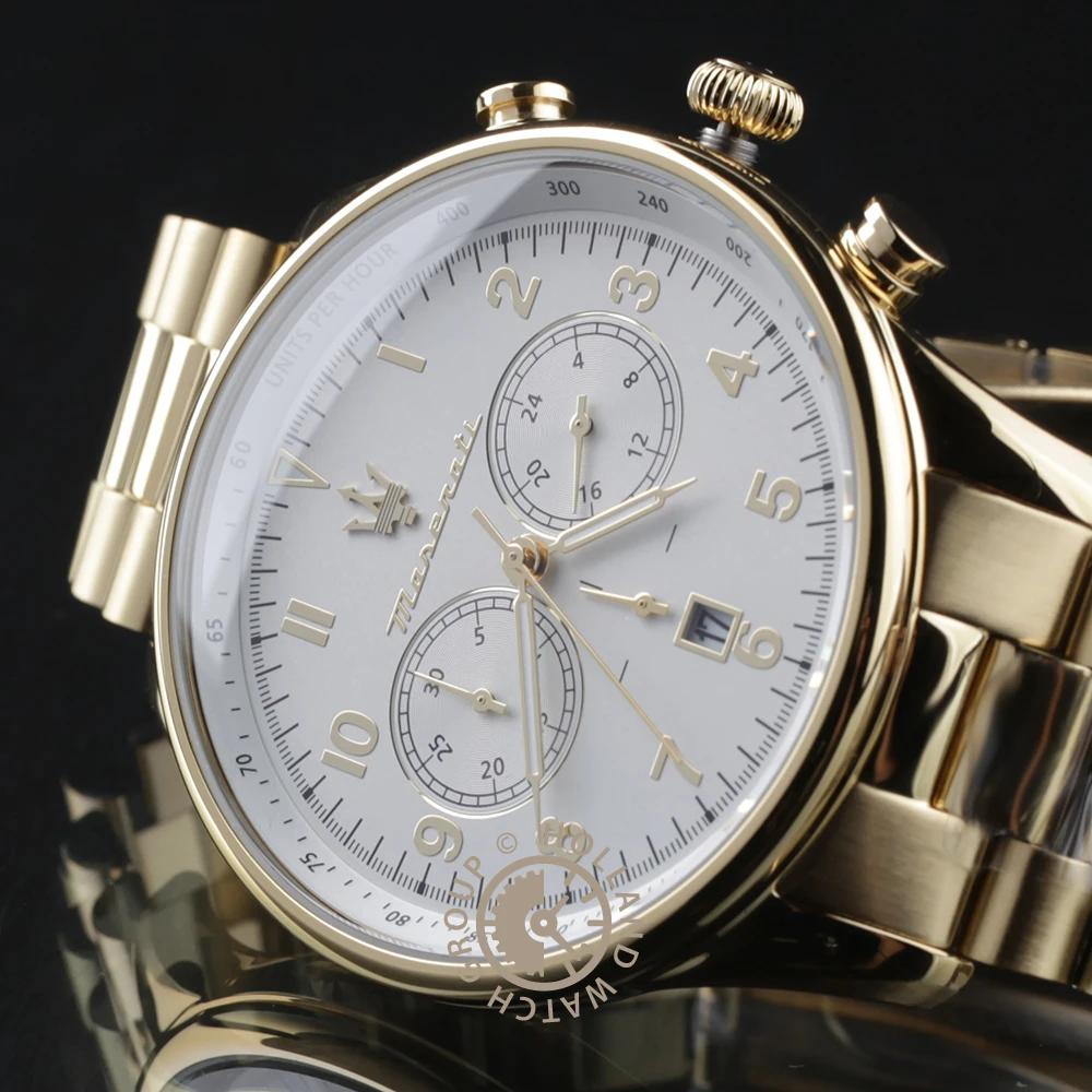 Maserati Tradizione Weißgoldfarbenes Metall Herren-Quarz-Chronograph mit Datum R8873646003 Uhr