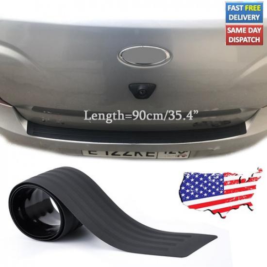 Car Rear Boot Trunk Bumper Protector Guard Trim Cover Chrome Sill Lip Rubber.