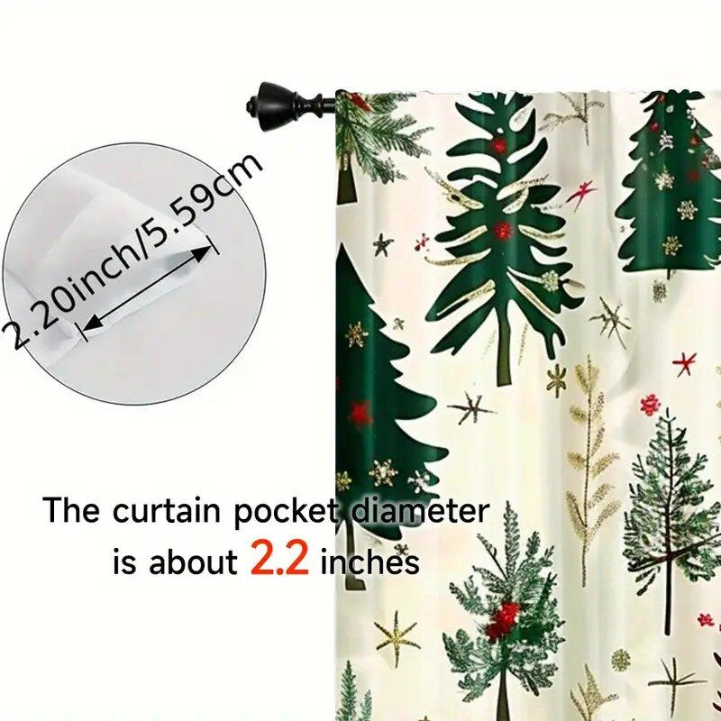 Christmas Curtains Cartoon Tree Decorative Printed Home Decoration Room Set Of 2 Made Polyester