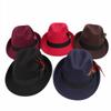 Vintage Jazz Feather Fedora Hat for Men Women Fashion Wide Brim Wool Felt Panama Trilby Cap