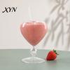 Hitzebeständiges Weinglas Kreativer Herzförmiger Kelch mit Strohhalm, Personalisierter Saft Verdickter Becher für Cocktails Becher, Liebe Herz Stielglas Champagner