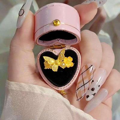 Zircon Butterfly Flower Opening Ring Fashion Design Light Luxury Index Finger Ring Niche High-end Jewelry