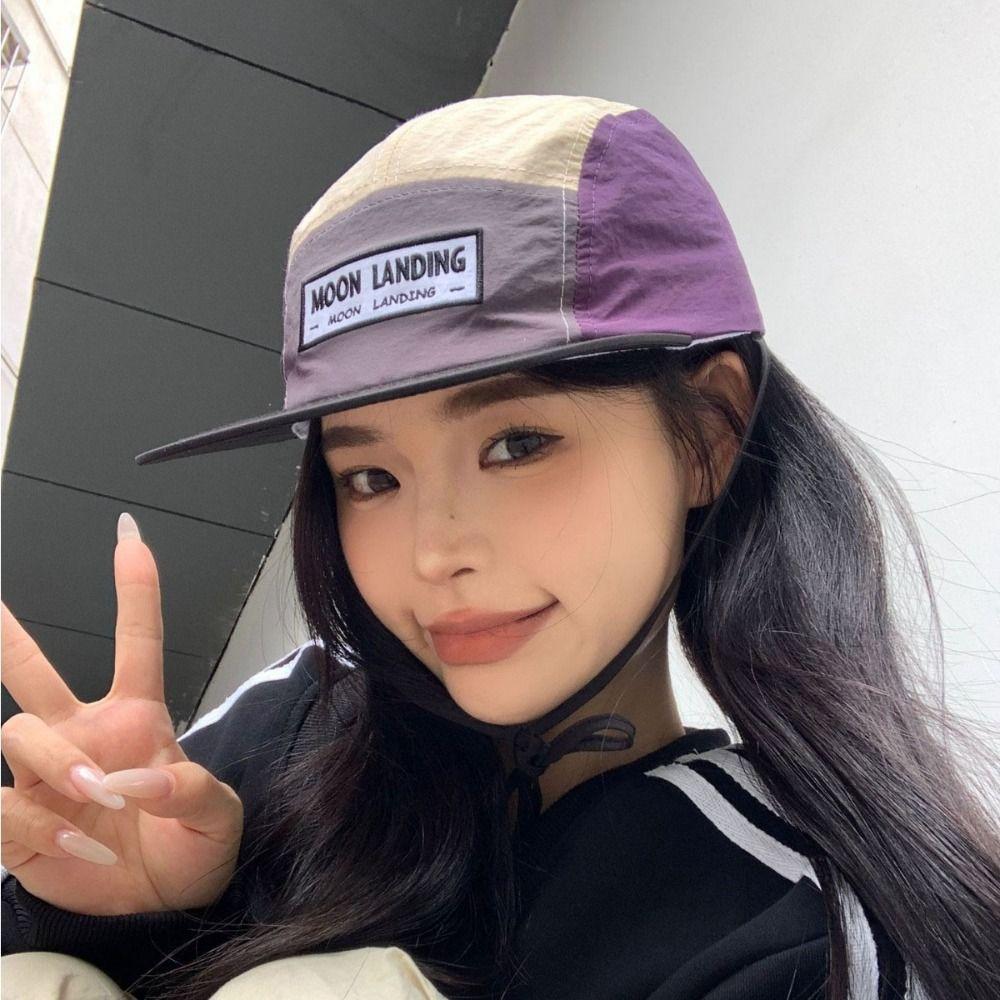 

Cotton Contrasting Color Baseball Cap Flat-brimmed Sunscreen Hat American Style Baseball Hat Men синій