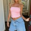 Feminine Tank Top Summer Striped Sleeveless Slim Tube Top