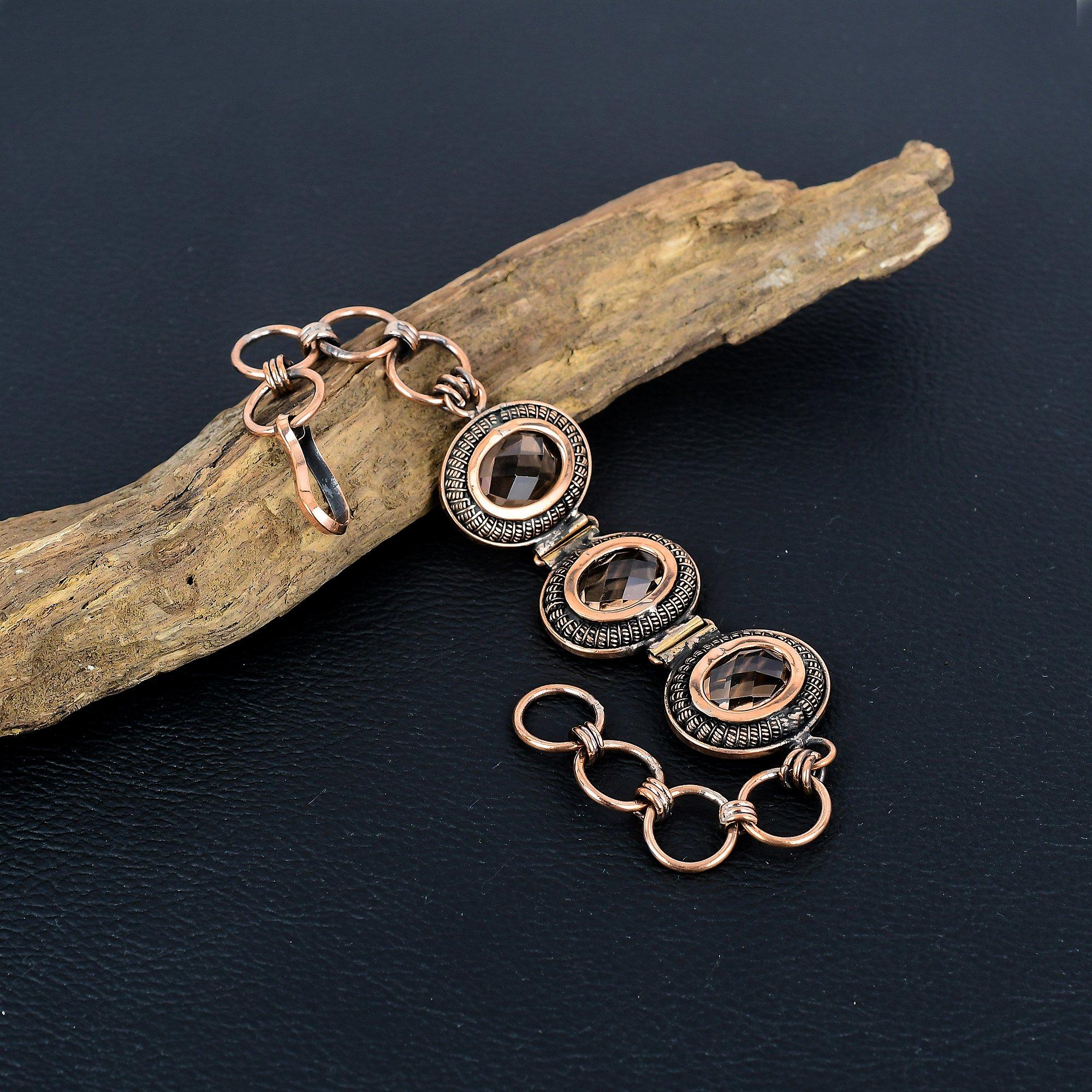 

Morganite Bangle, Handmade Jewelry Adjustable Bangle, 999 Copper Wire Wrapped Bracelet, Gift For Him Real Gemstone Bangle