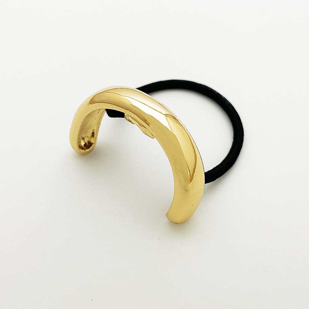 U-Shaped Minimalist Alloy Hair Tie with Bright Finish for Ponytails - European & American Style