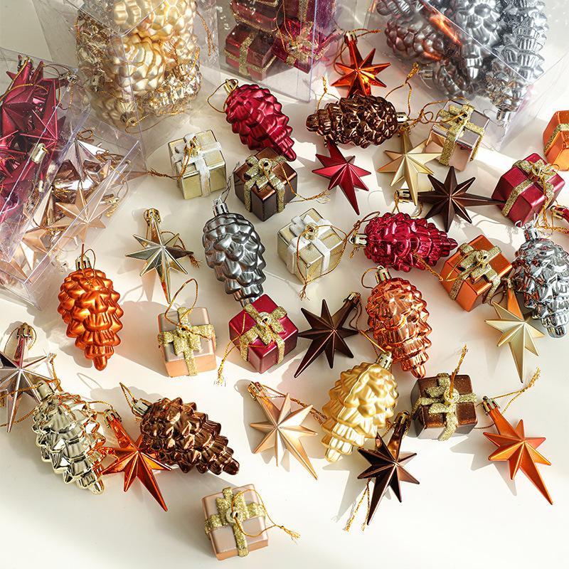 Christmas Nordic style Christmas electroplating gift box pendant Christmas tree star decoration pine cone box pendant