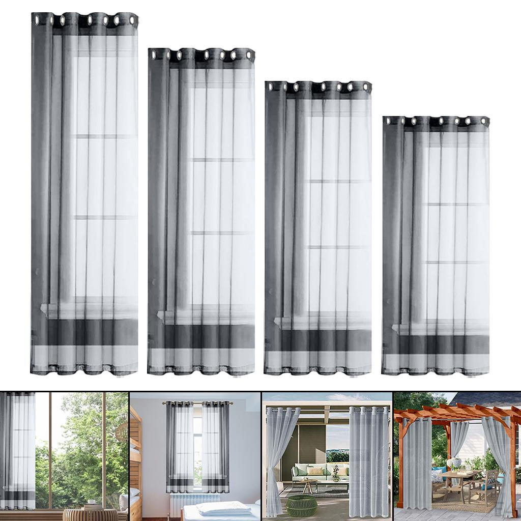 Curtain Panels Elegant Eyelet Grommet Porch Drape Corridor Privacy Voile Sun Room Proof