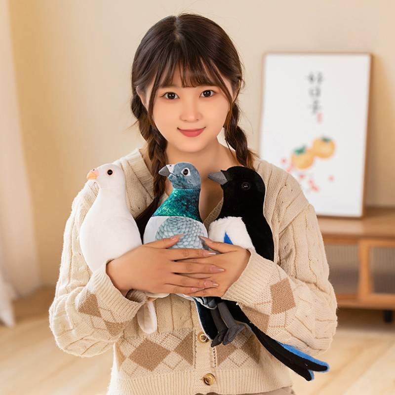 Realistic Plush Pigeon Toy With Soft Pp Cotton Filling, Perfect For Decor And Gifts, Available In White And Green