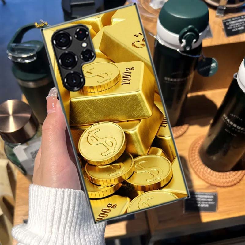 Goldbarren Reichtum und Finanzen Hüllen Handyhülle für Samsung Galaxy S26 Ultra S25 Edge S24 S23 FE S21 Plus S20 S22 S10 Abdeckung TPU Kappe
