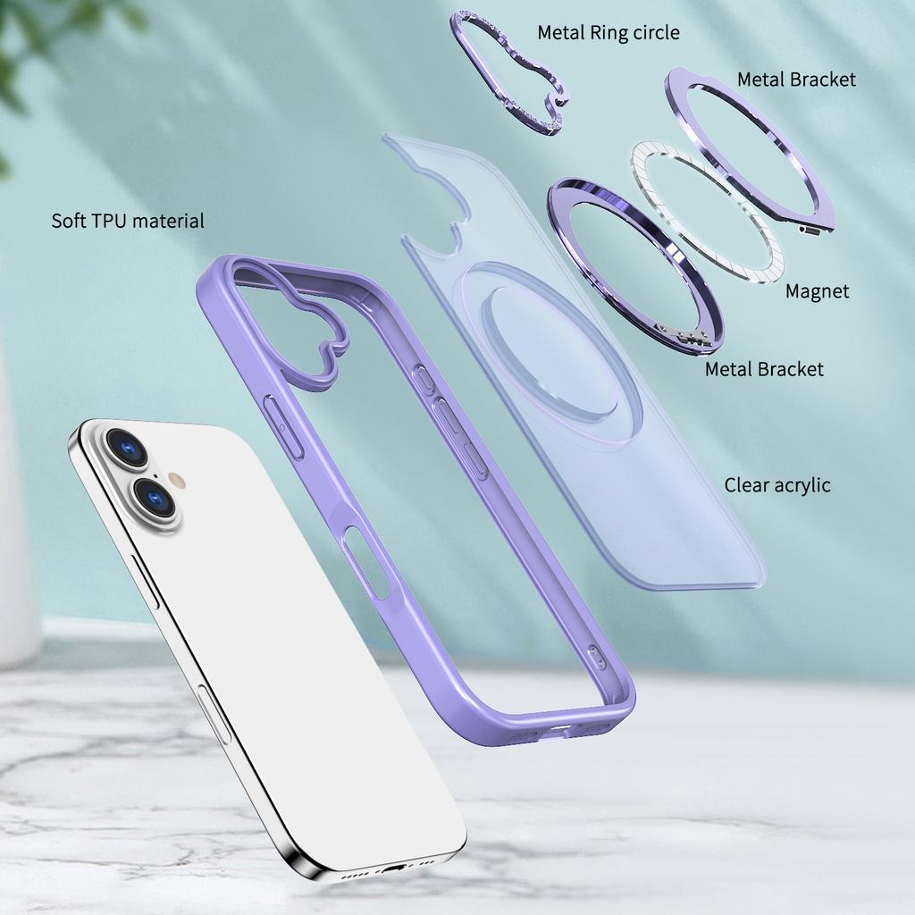 For iPhone 17 Case Compatible with MagSafe TPU + Acrylic Kickstand Phone Cover