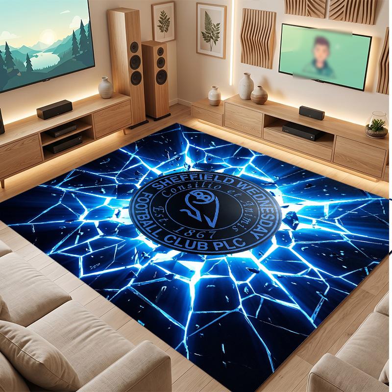 Tappeto in Cristallo di Velluto con Stampa del Sheffield Wednesday Football, Comodo Assorbente d'Acqua Antiscivolo per Pavimenti Interni