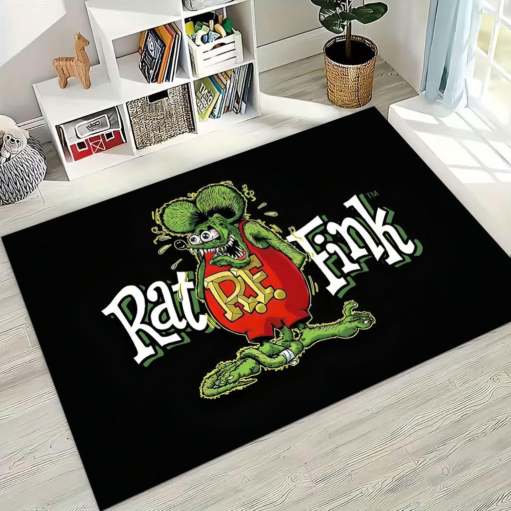 3D Rebellious RAT FINK Auto's Bord Cartoon Vloerkleed voor Slaapkamer Woonkamer Bank Huis Deurmat Decoratie, Groot Kinder Speel Antislip Vloermat