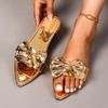 Fashion Zapatos New Summer Women Sandals Color Flat Casual Bow Shoes for Ladies Fashion Outdoor Beach Mujer Slippers Slides Low Designer