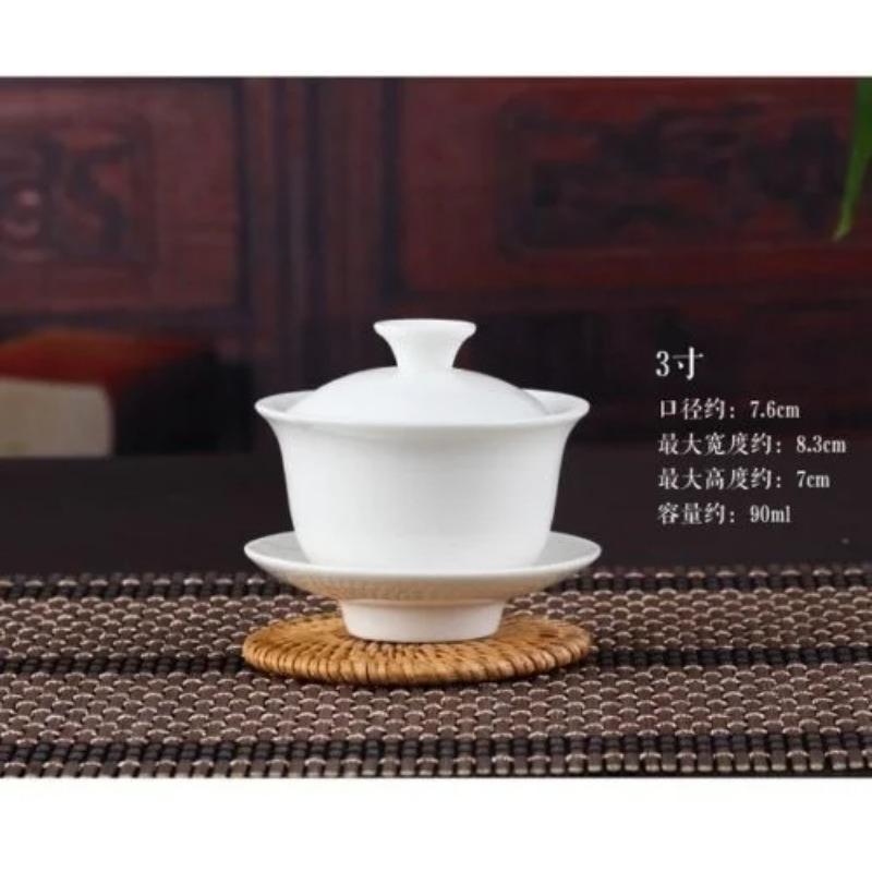 Chinese Gaiwan Tea Set Kung Fu White Ceramic Gaiwan White Teaware Sancai Tea Cup 50% Off