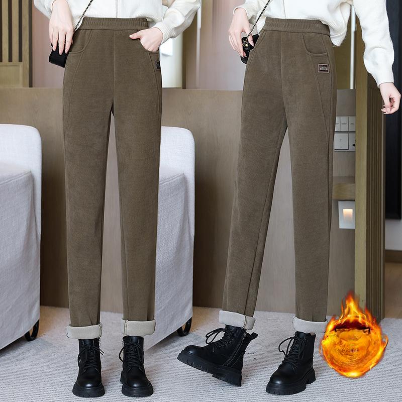 Autumn and Winter Fashion Straight-leg Pants Plus Velvet Thick Casual Pants Women's Loose Harem Pants