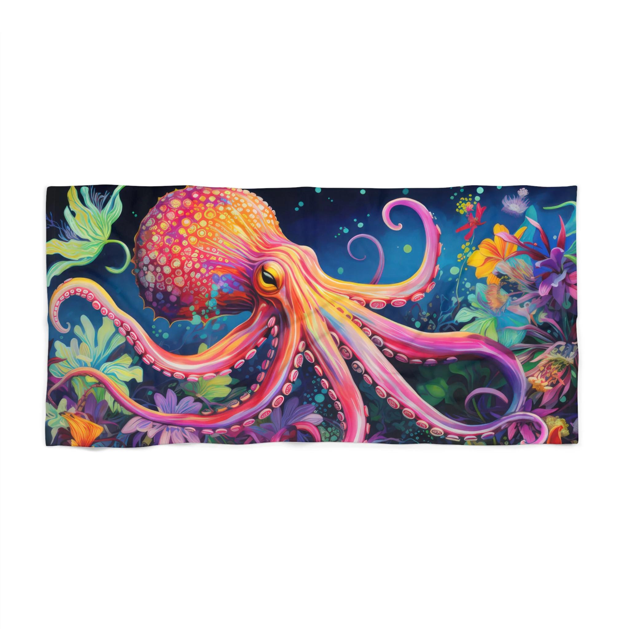Octopus Beach Towel, Colorful Sea Creature Ocean Design, Soft Quick Dry Towel for Beach Pool Vacation W40*H60(CM)
