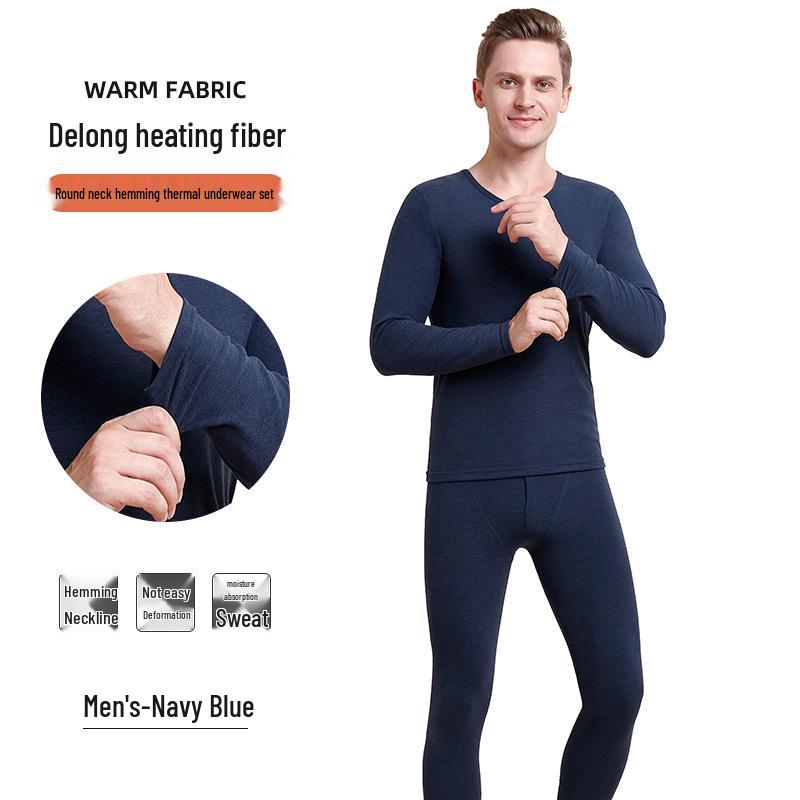Damski i Męski Zestaw Bielizny Termicznej z Niemieckiego Aksamitu - Bezszwowy, Elastyczny, Okrągły Dekolt, Kolorowy, Dwustronnie Szczotkowany, Odzież Jesienna