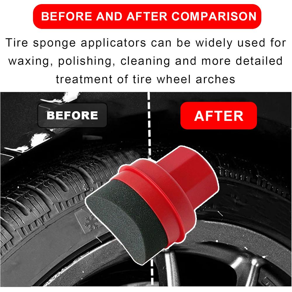 Car Tire Waxing Sponge Applicator Portable Polishing Brush Curved Shaped Pad with Cover Wheel Cleaning Contour Detailing Tools