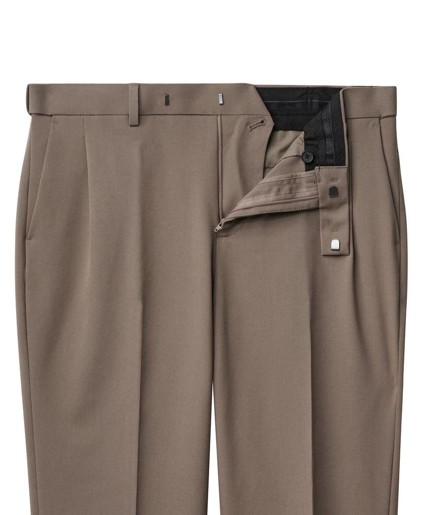 Musinsa Standard Lightweight Wide Hidden Banding Crop Slacks [Dusty Beige]