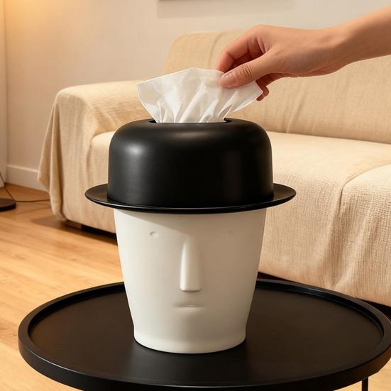 Yousheng Herrenkopf Taschentuchhalter Gentleman mit Zylinder Taschentuchbox Künstlerischer Taschentuchspender Schreibtisch Mülleimer für Zuhause Büro Wohnzimmer Schlafzimmer