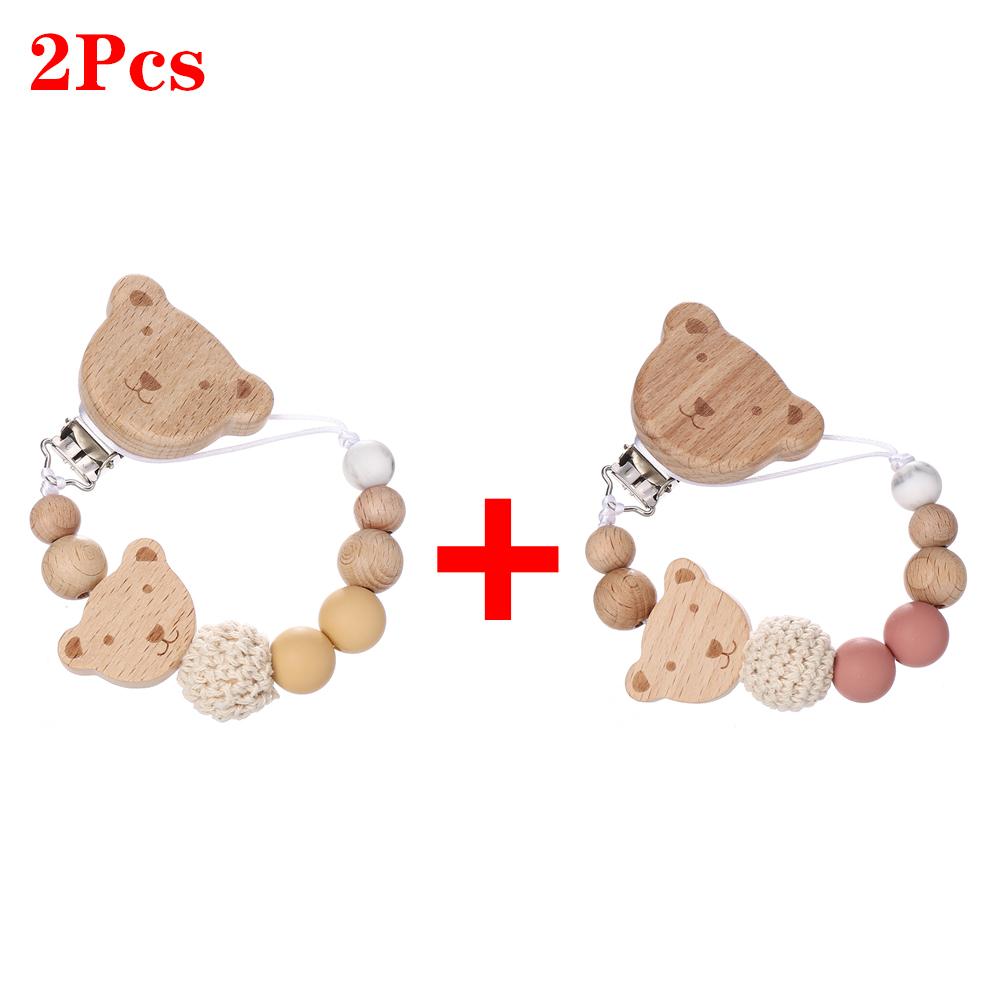 2Pcs New Chew Silicone Beads Pacifier Clips Dummy Chain Holder Newborn Soother Chains Nipple Holder Infant Teething Toys Gifts