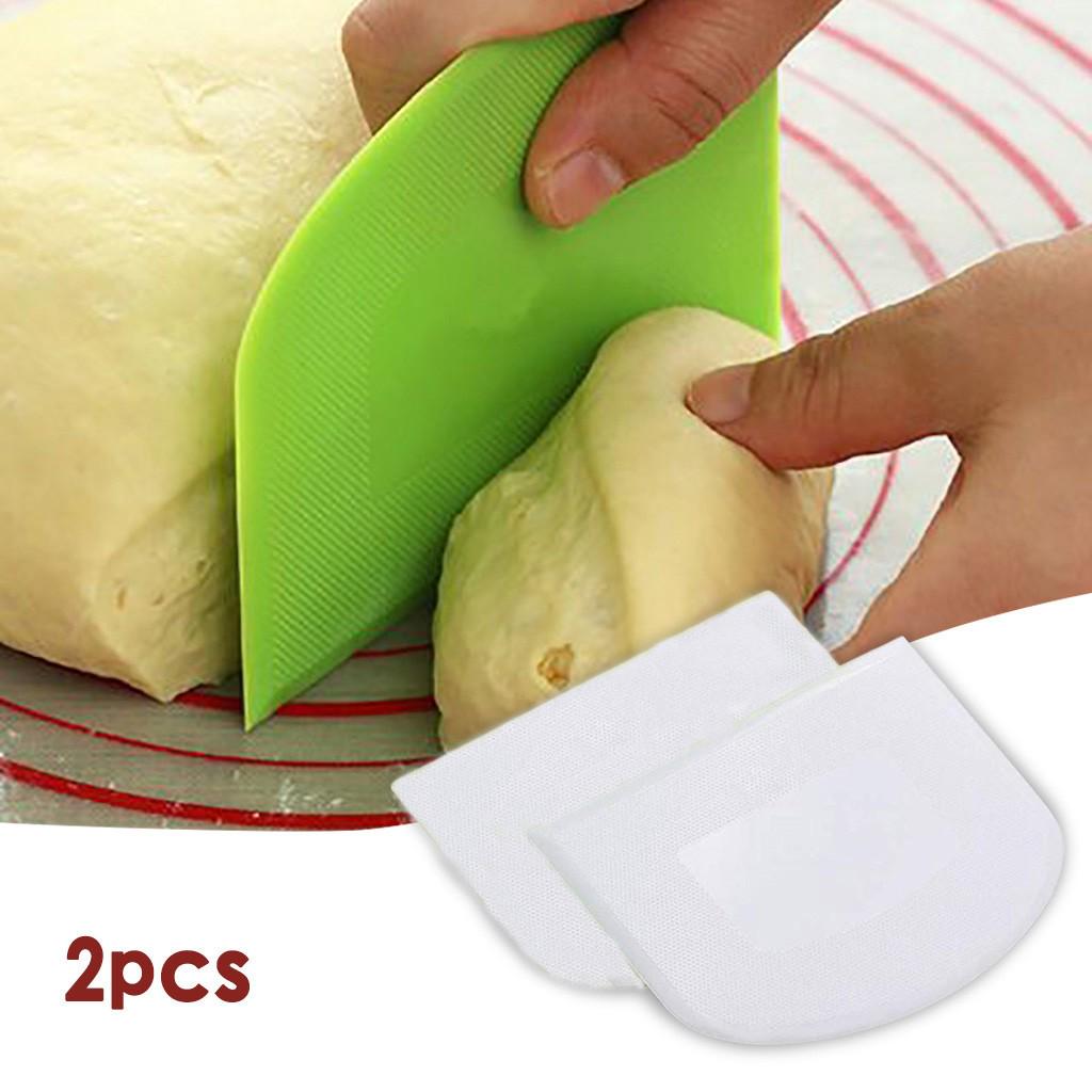 

2PC Plastic Cake Spatula Dough Butter Batter Scraper Baking Tools білий