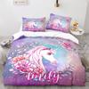 Unicorn Rainbow Duvet Cover Set King Twin Full Size Kids Boy Girl Bedding Set Colourful Cartoon Child Polyester Comforter Cover