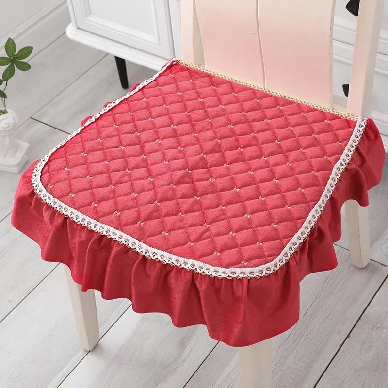 Solid Soft Chairs Cover Four Seasons Universal Suede Chair Cushions Home Restaurant Silicone Anti Slip Clip Cotton Stool Cushion