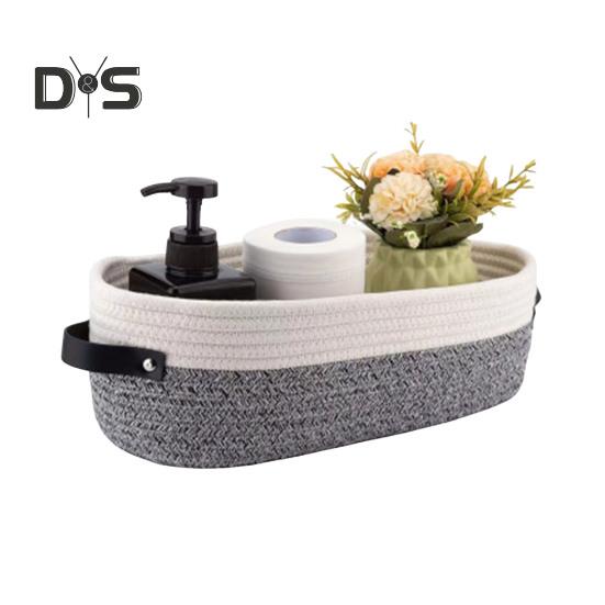 

Плетеная корзина для хранения с ручками, большая вместимость, прочная, несущая многоцелевая игрушка, прямоугольная декоративная корзина белый/серый