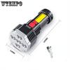 Flashlight 5 Beads LED Multi Functional Strong COB Side Lights Outdoor Portable Home USB Charging Flashlight