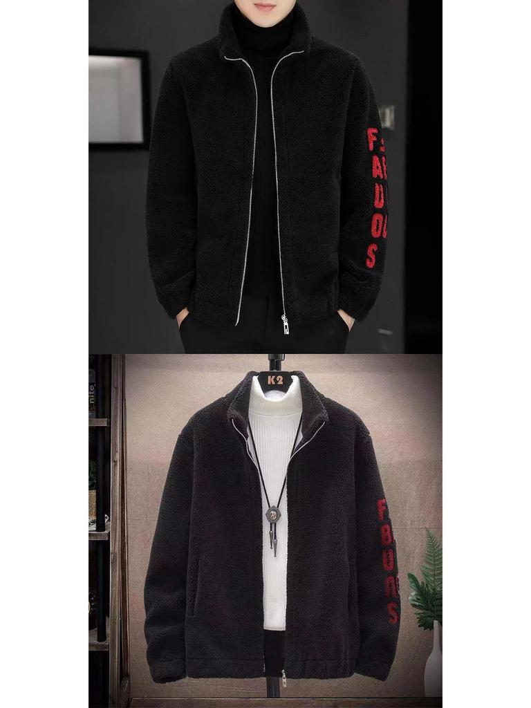 Men's 2025 Autumn/Winter Lambswool Leather Jacket: Stylish, Thick, and Warm