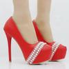 Women Pumps Pointed Toe String Bead Slip-On PU 14CM Thin Heels Party Prom Mature Banquet Wedding Shoes Sexy Ladies Party Shoes