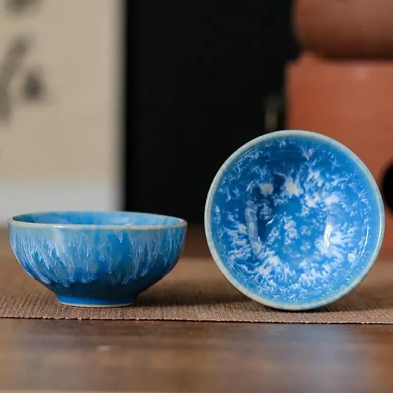 1pc Kiln Change China Ceramic Tea Cup Temmoku Glaze Porcelain Kung Fu Cups Set Pottery Jianzhan Drinkware Tableware Wholesale