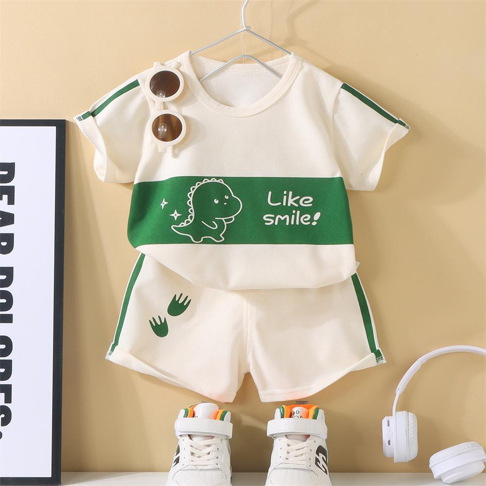 Children's short sleeved set with cartoon animal patterns for casual wear