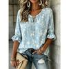 Women's Elegant Printed Lace-up Flared Top, Stylish and Versatile, Comfortable and Skin-friendly