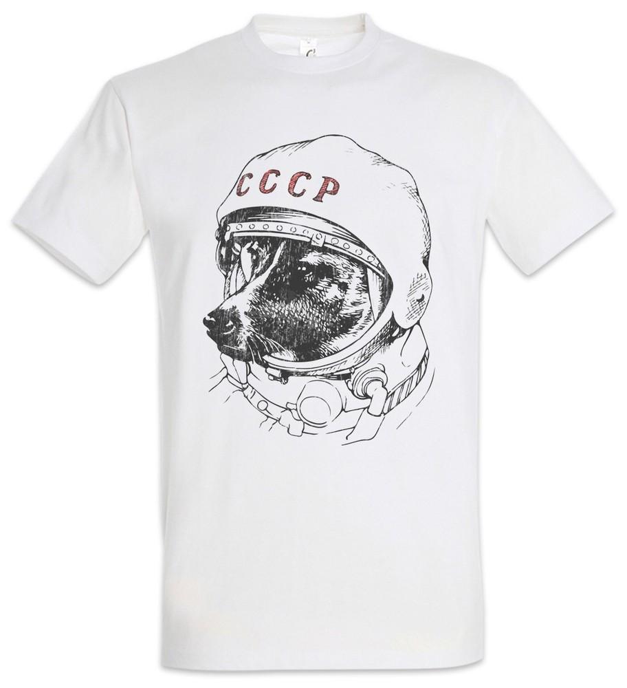 Space Dog Laika T-Shirt Russian Russia russischer Soviet Union Astronaut