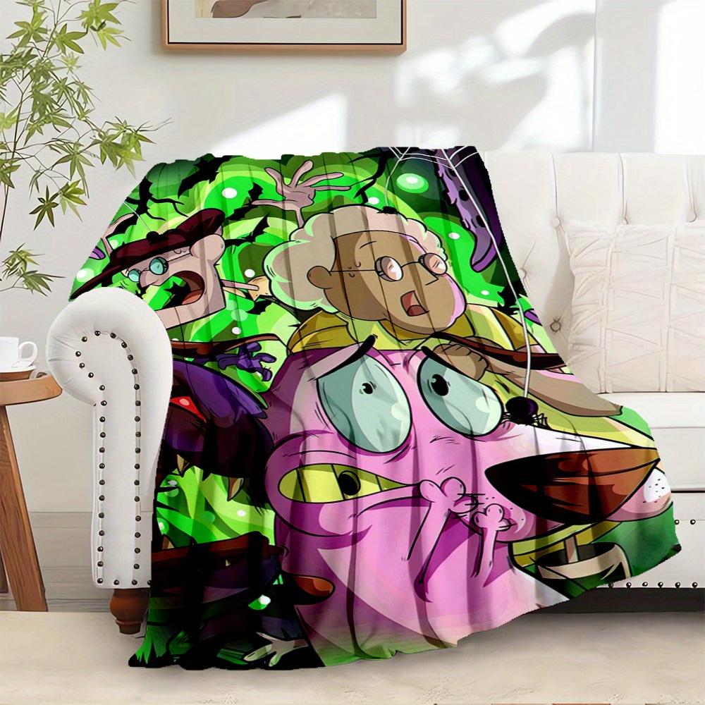 

1pc Flannel Throw Blanket, Spooky,Cartoon,Courage the Cowardly DogPattern Printed Blanket, Warm Cozy Soft Blanket For Couch Bed Sofa Car Off 100x150cm