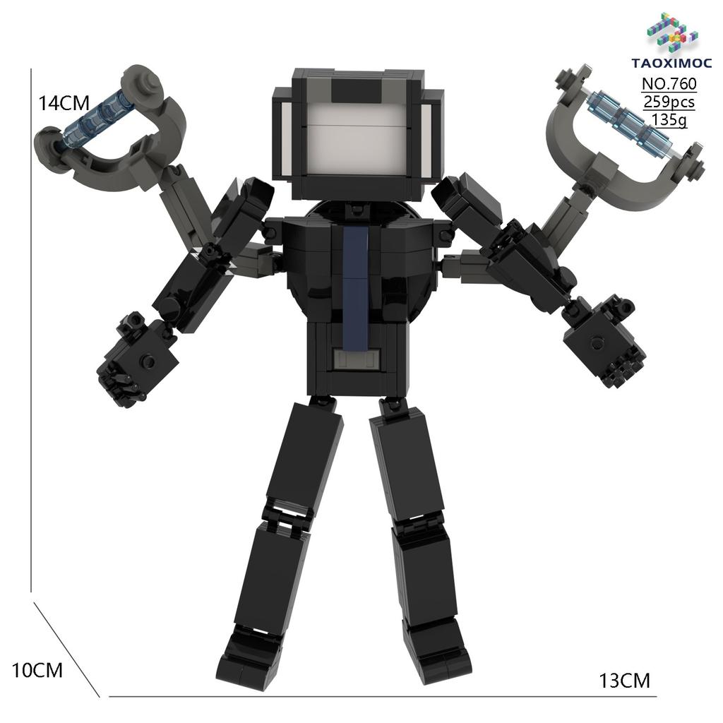 Titani Trisomici Monitor Vs Uomo Titanio Oro Scuro Re TV Titan 5.0 Skibidi Toilette Blocchi da Costruzione Per Bambini Regalo di Compleanno Natale