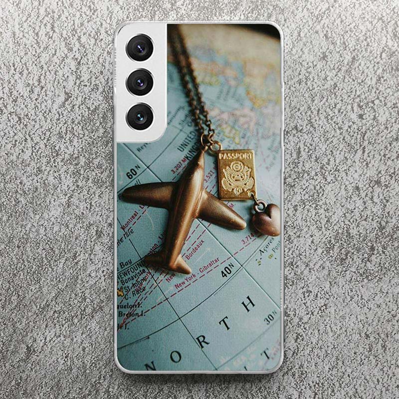 World Map Travel Plans Print Soft Case for Samsung Galaxy S25 S24 S23 S22 Ultra S21 Plus S20 FE Phone Shell S10 + Pattern Cover