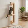 Wall Mounted Cat Scratching Post With Perch Platform Sisal Wood Cat Scratcher Tree Cat Claw Grinding Post For Indoor Kitten