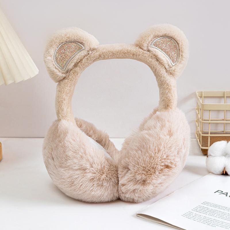 Orecchie da Animale Carine Morbide Paraorecchie Forma di Hamburger Accessori Abbigliamento Borsa Orsetto Peluche Paraorecchie Pieghevoli