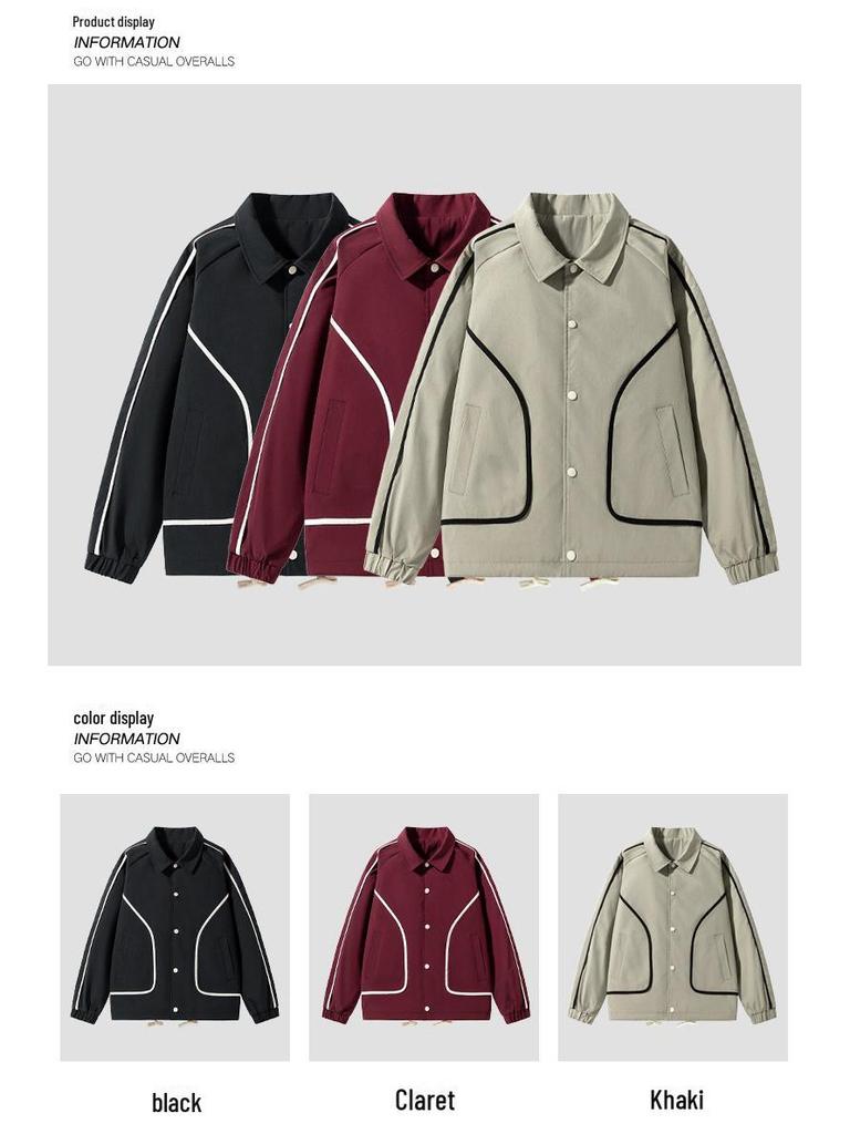 Men's Japanese Style Autumn Lapel Jacket - Trendy, Loose Fit, Large Sizes Available